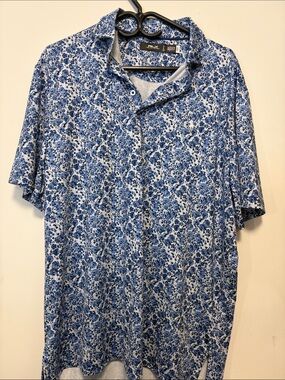 RLX Ralph Lauren Blue & White Floral Polo